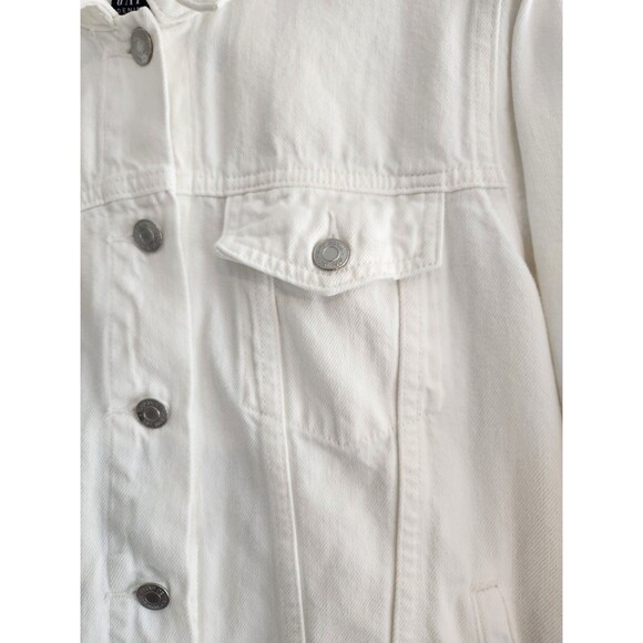 Gap Womens Optic White Denim Jacket Medium Long Sleeved Pockets Classic Y2K - Picture 3 of 8